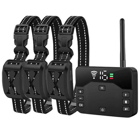 Wireless Dog Fence, Wireless Boundary Containment System, Electric Dog Fence & Remote Training Collar, Adjustable Vibration & Shock, Suitable Large and Medium Dogs-3 Dogs