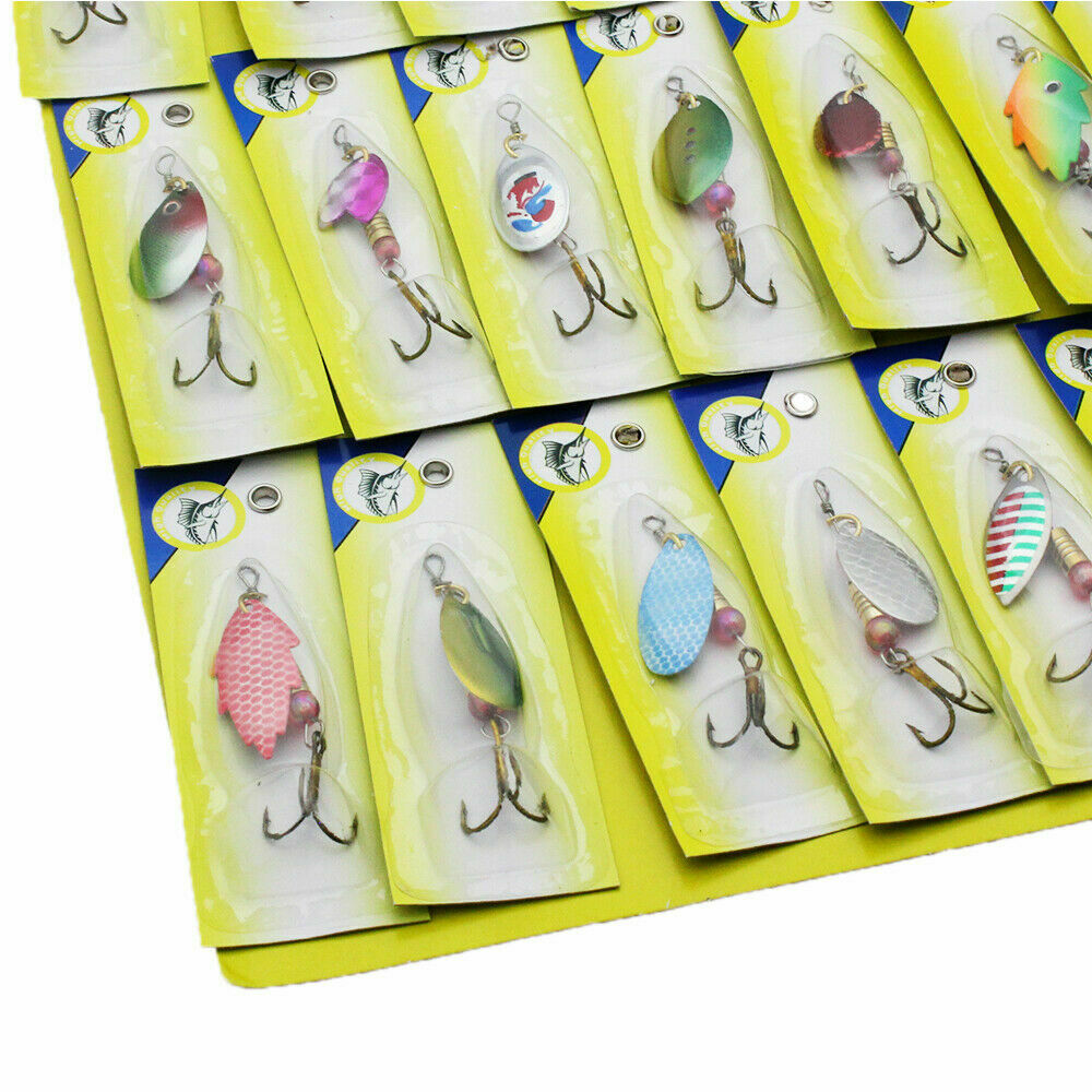 30PCS Fishing Lures Metal Spinner Baits Bass Tackle Crankbait Trout Spoon Trout