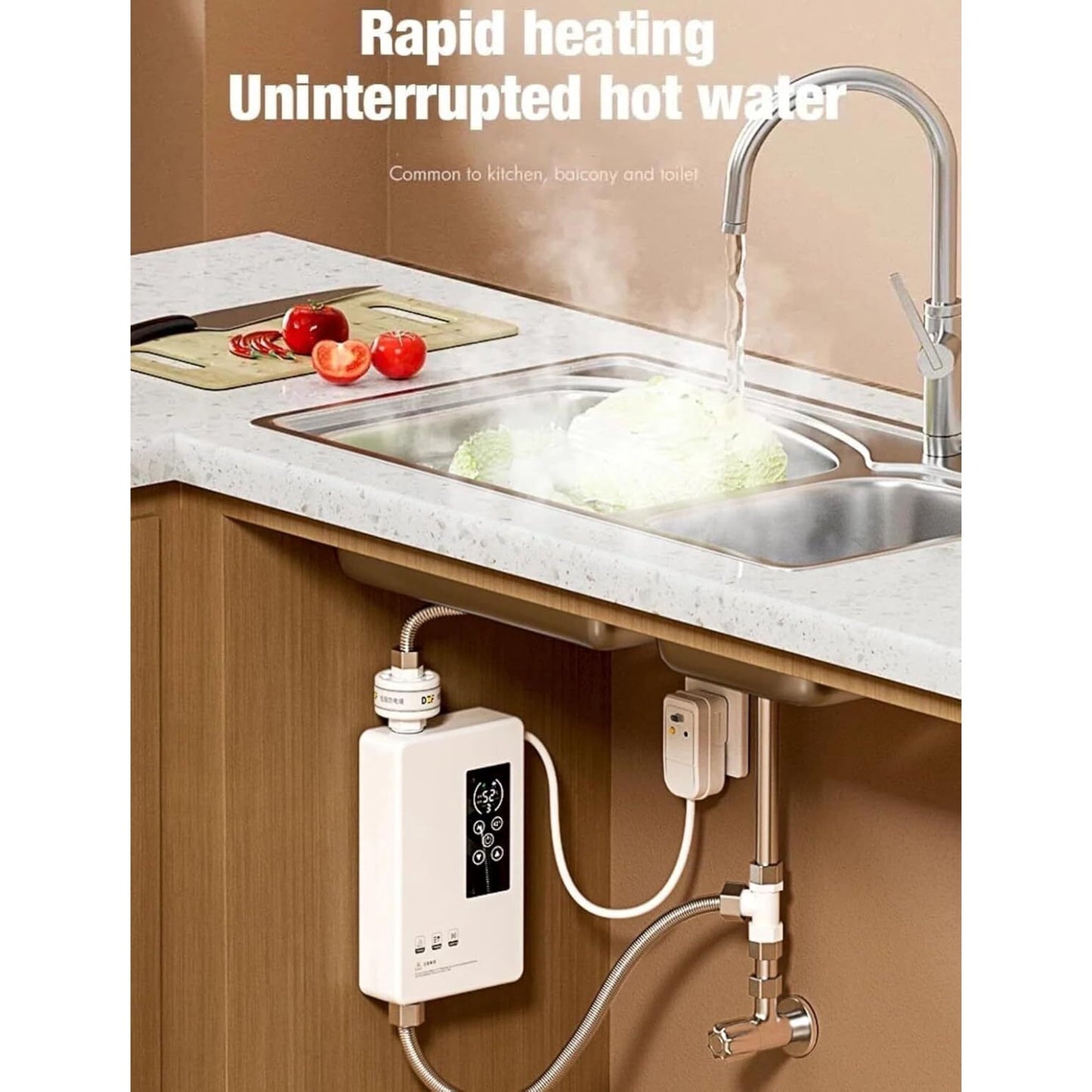 Electric Tankless Water Heater Portable Instant Hot Shower Kitchen Heater 110V