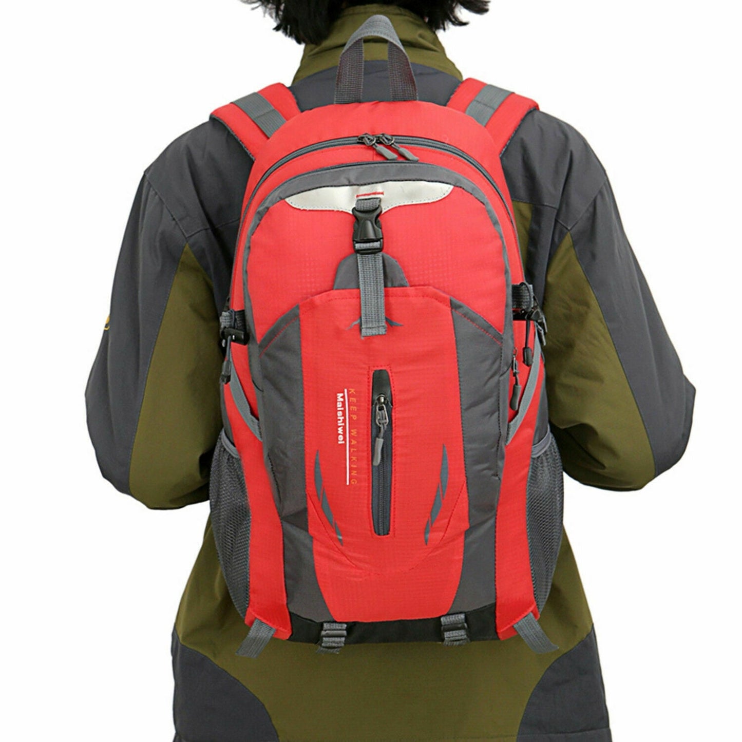 Unisex Travel Nylon Backpack Laptop Bag Hiking Rucksack Office Backpack (Red)