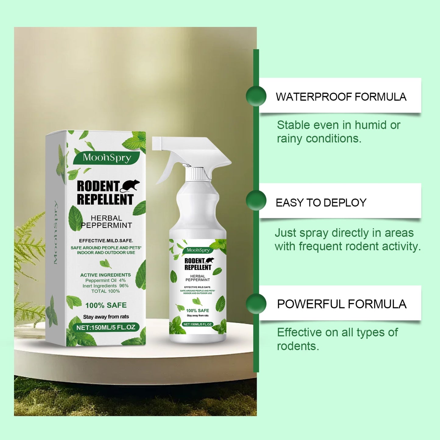 Mint-Scented Mouse Repellent Spray, 500ml Natural Insect Spray