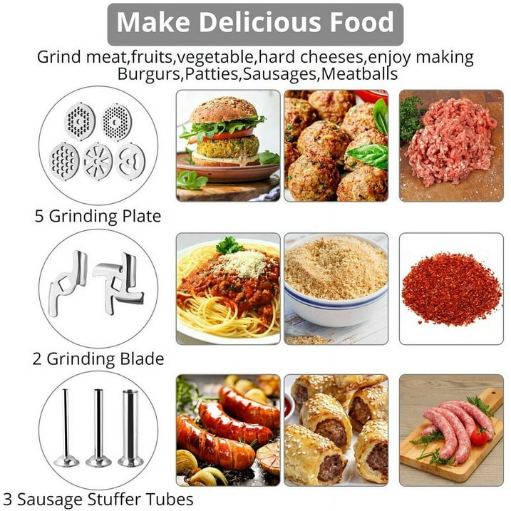 Metal Food Grinder Attachment for KitchenAid Stand Mixers Durable Meat Grinder Sausage Stuffer Food Processor