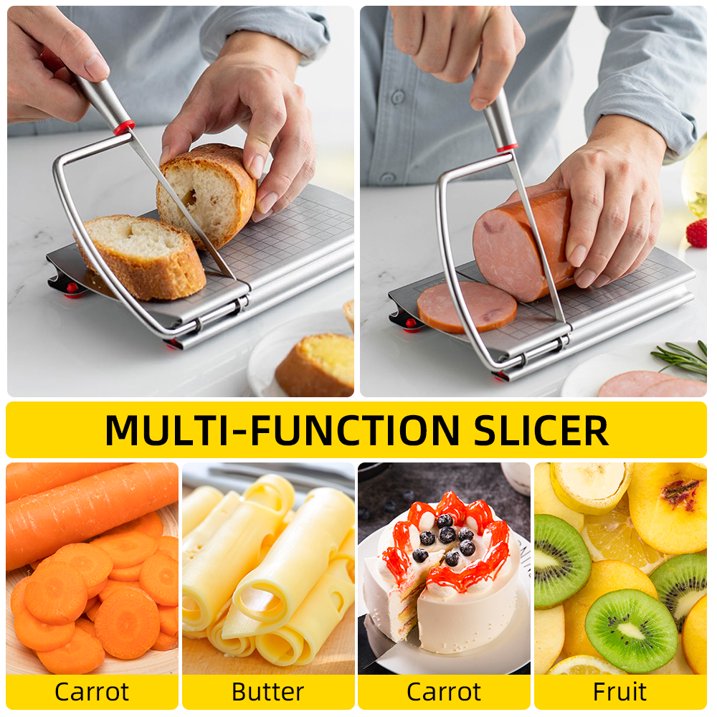 JahyShow Multipurpose Stainless Steel Cheese Slicer and Cutter Block Cheese, Butter, Sausages Kitchen Gadget Board