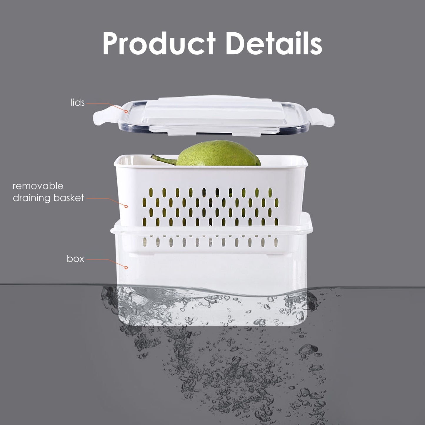 3 Pack Vegetable Fruit Storage Containers For Fridge With Lids Drain Colanders Refrigerator Organizations Storage For Spinach Strawberry Berry Salad Cheese Lettuce