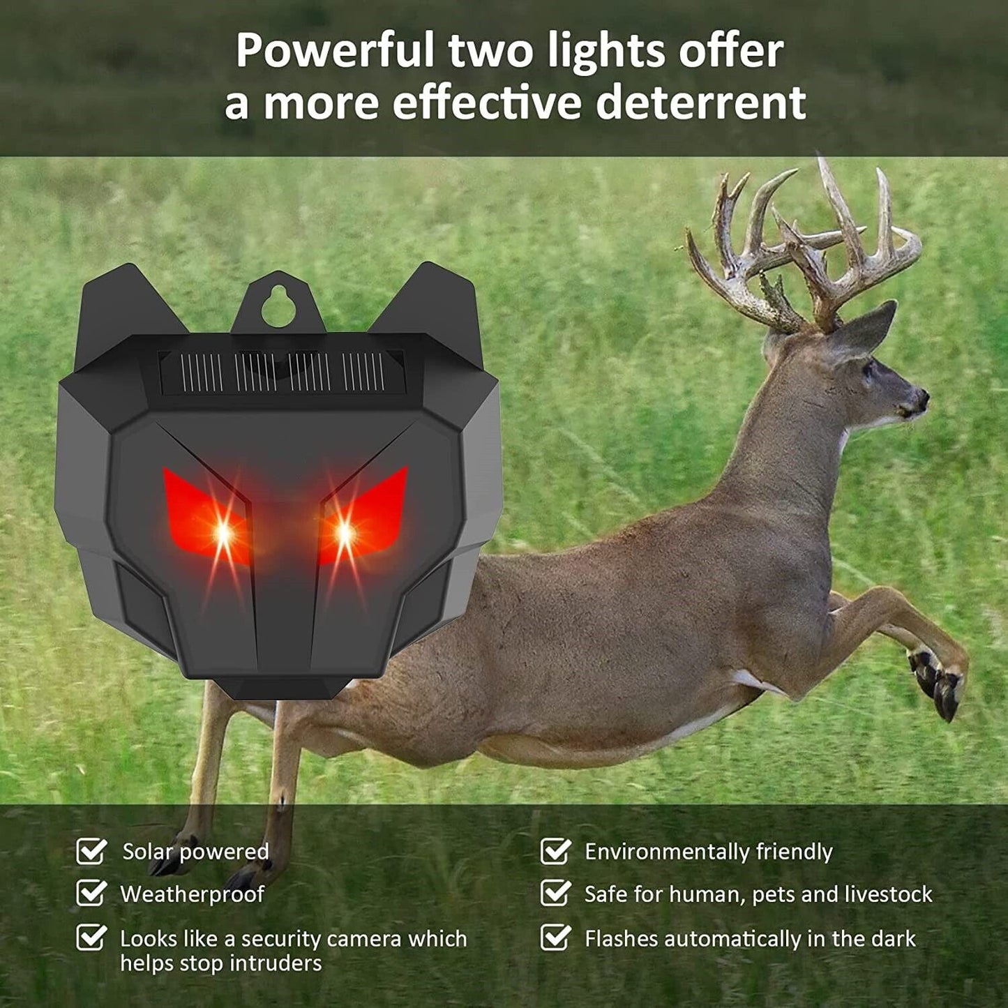 4 X Solar Powered Nocturnal Wild Animal Repeller Bionic Eyes Predator For Yard