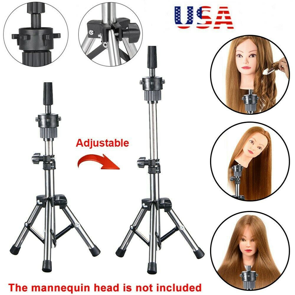 Reinforced Wig Stand Tripod Mannequin Head Stand, Adjustable Wig Head Stand Holder for Cosmetology Hairdressing Training