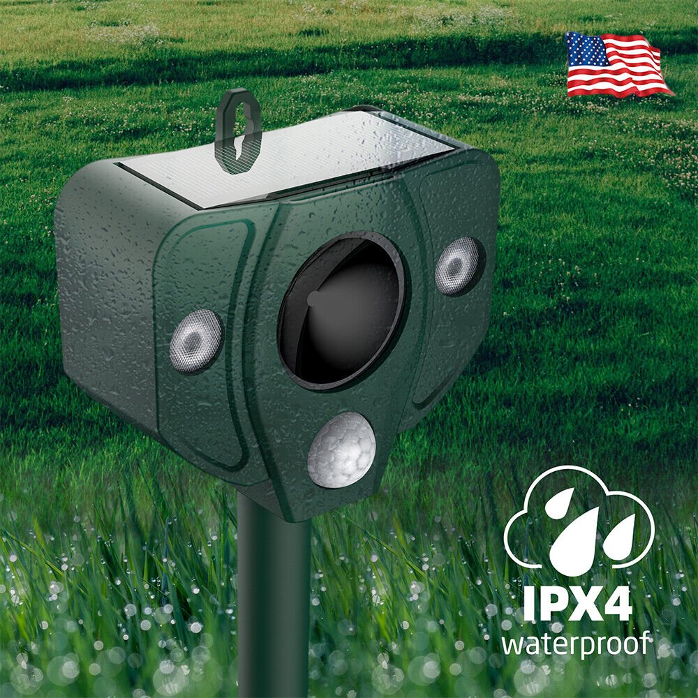 Ultrasonic Solar Power Pest Animal Repeller, Repellent Garden Cat Dog Fox
