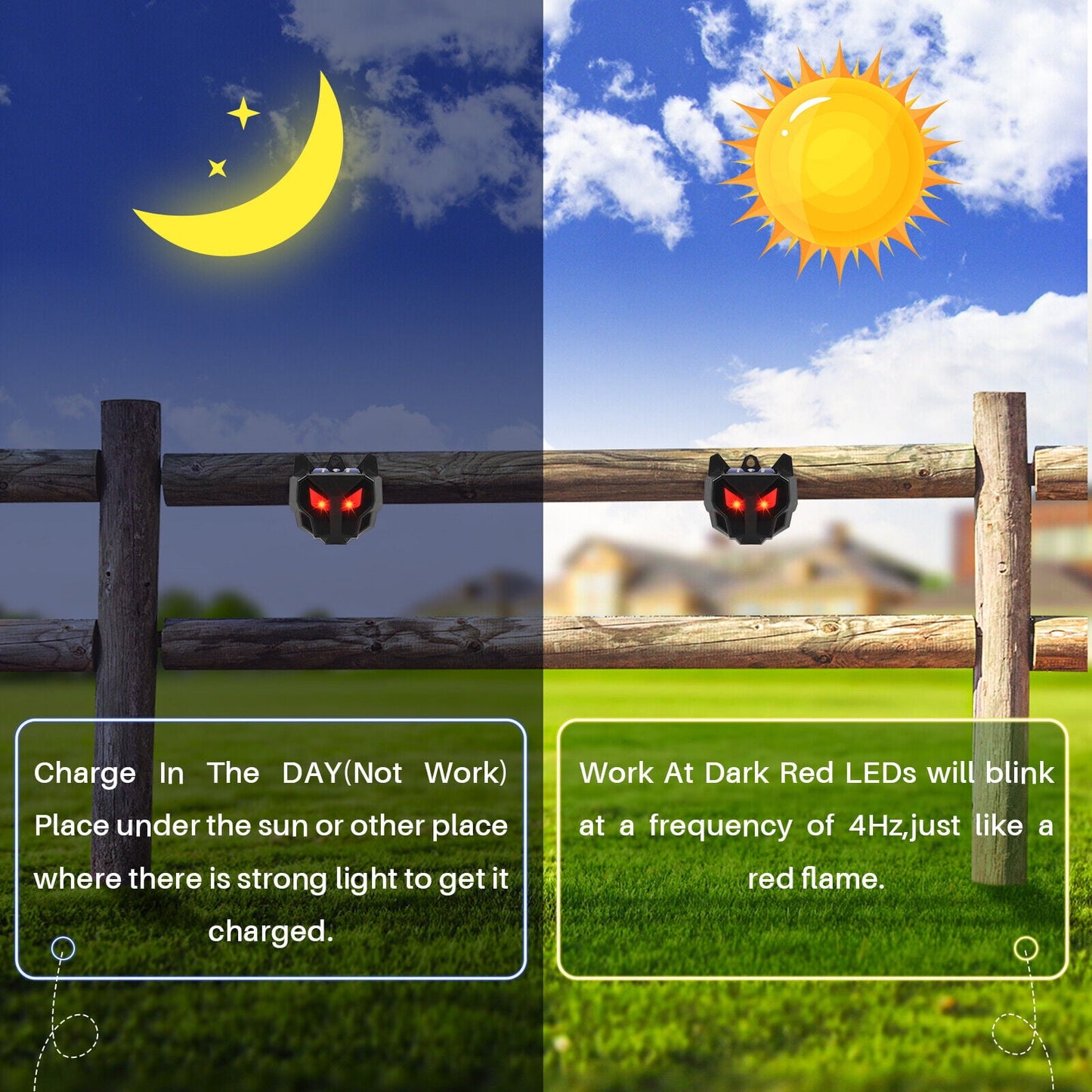 4 X Solar Powered Nocturnal Wild Animal Repeller Bionic Eyes Predator For Yard