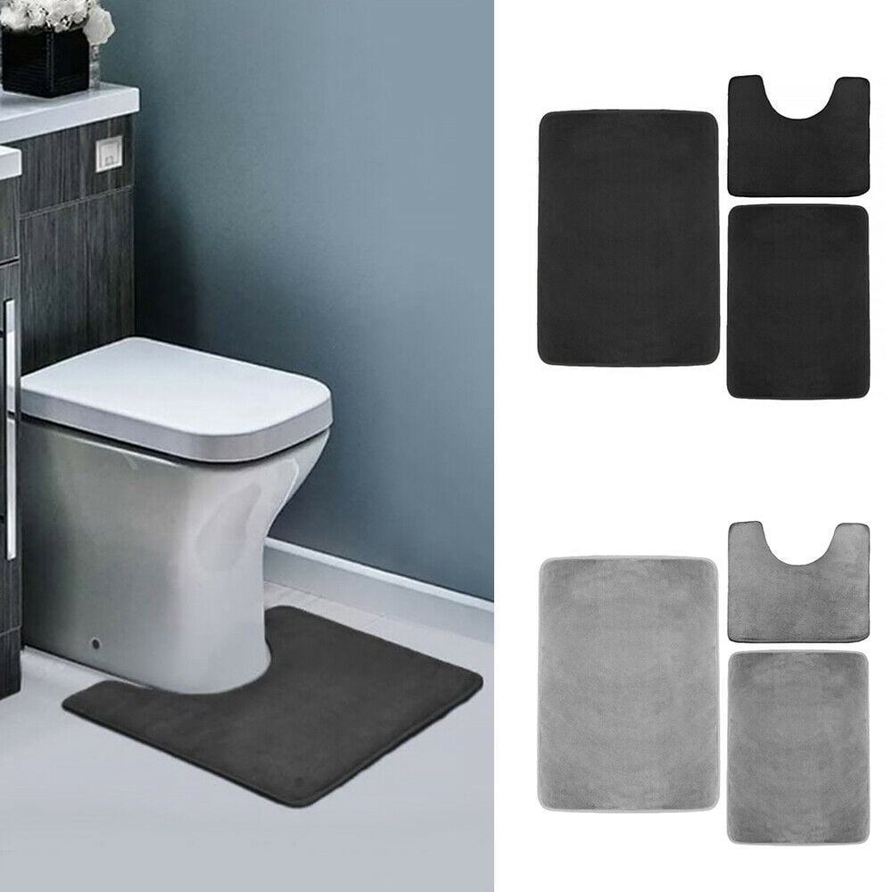 Memory Foam 3 Pc Bathroom Rug Absorbent Bath Mat Set Small Large And Contour Rug