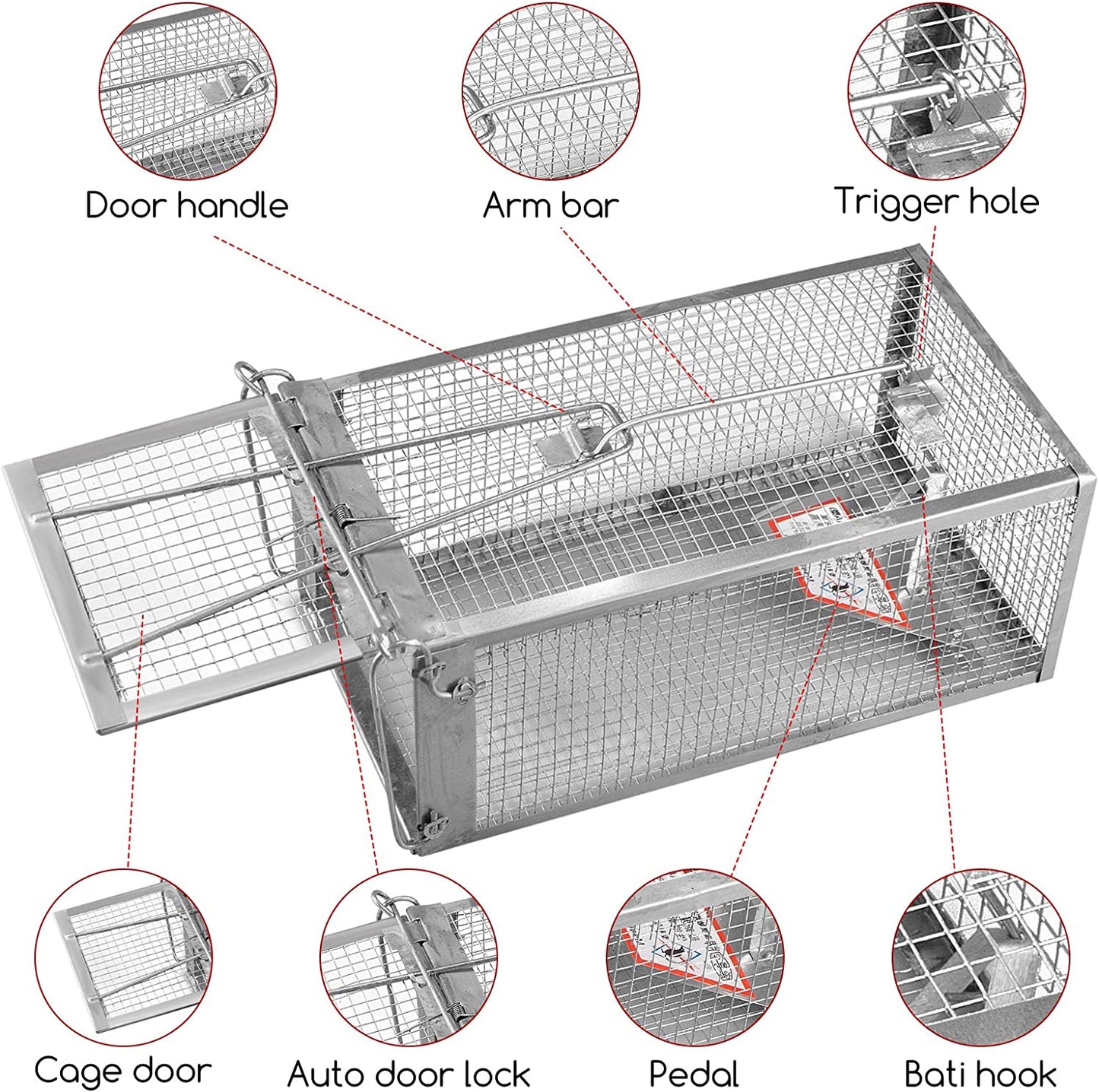 2x Large Rat Trap Cage Live Animal Pest Rodent Mouse Control Catch Hunting Trap