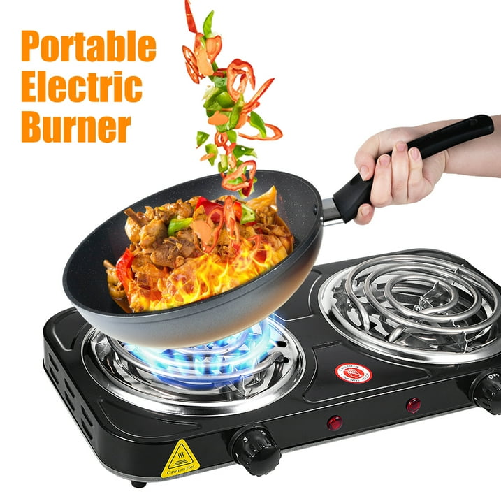 Electric Camping Double Burner Hot Plate 2000W 110V Portable Heating Cooking Stove