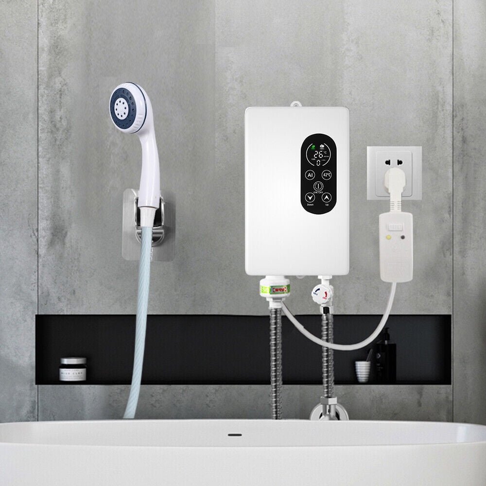 JahyShow Instant Hot Tankless Water Heater Electric Boiler for Shower Bathroom 110V 3400W