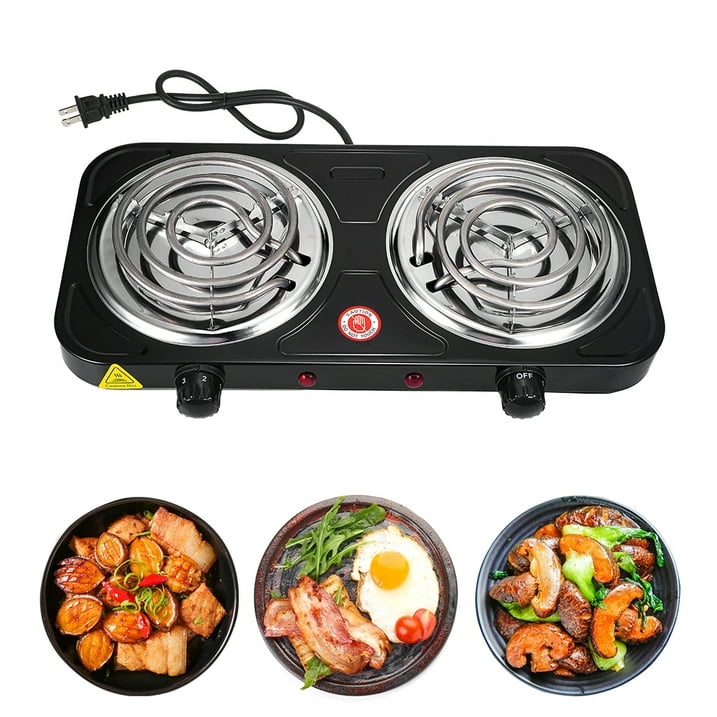 Electric Camping Double Burner Hot Plate 2000W 110V Portable Heating Cooking Stove