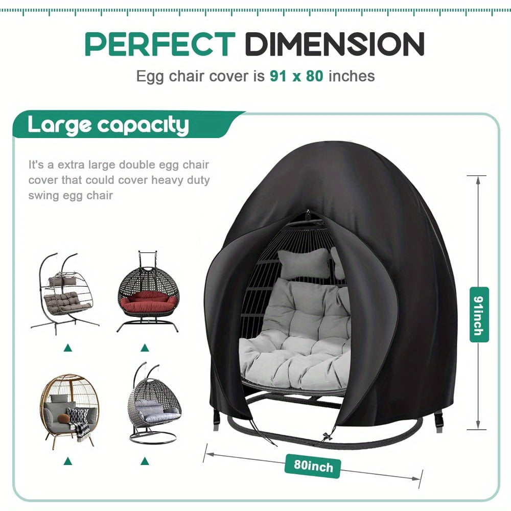 Egg Chair Cover,Patio Extra Large Double Egg Chair Cover for Outdoor Furniture, Heavy Duty Swing Hanging Egg Chair Cover Waterproof, Dust-Proof,91x80 Inches