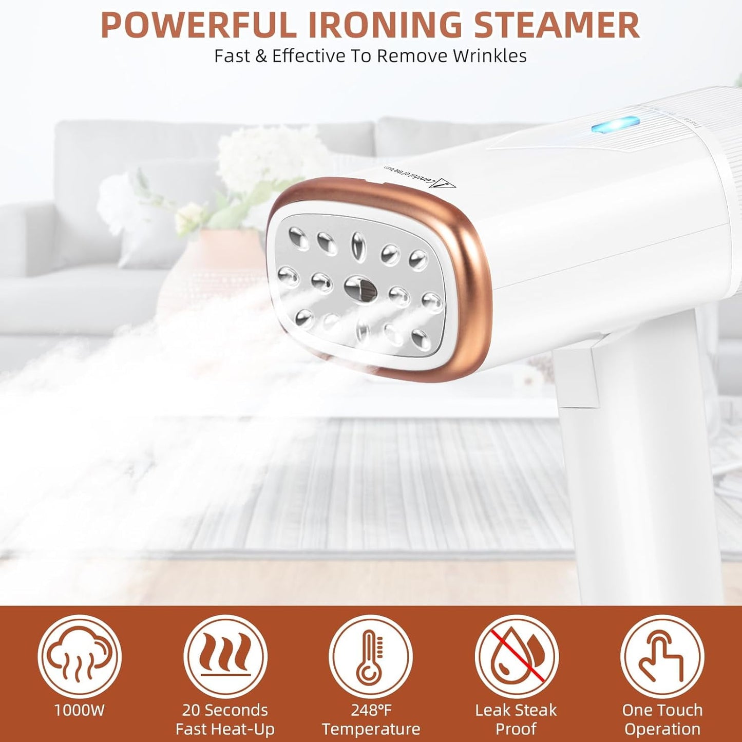 Portable Handheld Clothes Steamer,Travel Steamer 1000W Fast Heat Fabric Wrinkles Remover For Garments Steamer Iron Clothes With Brush & Measure Cup For Home Office Business Trips