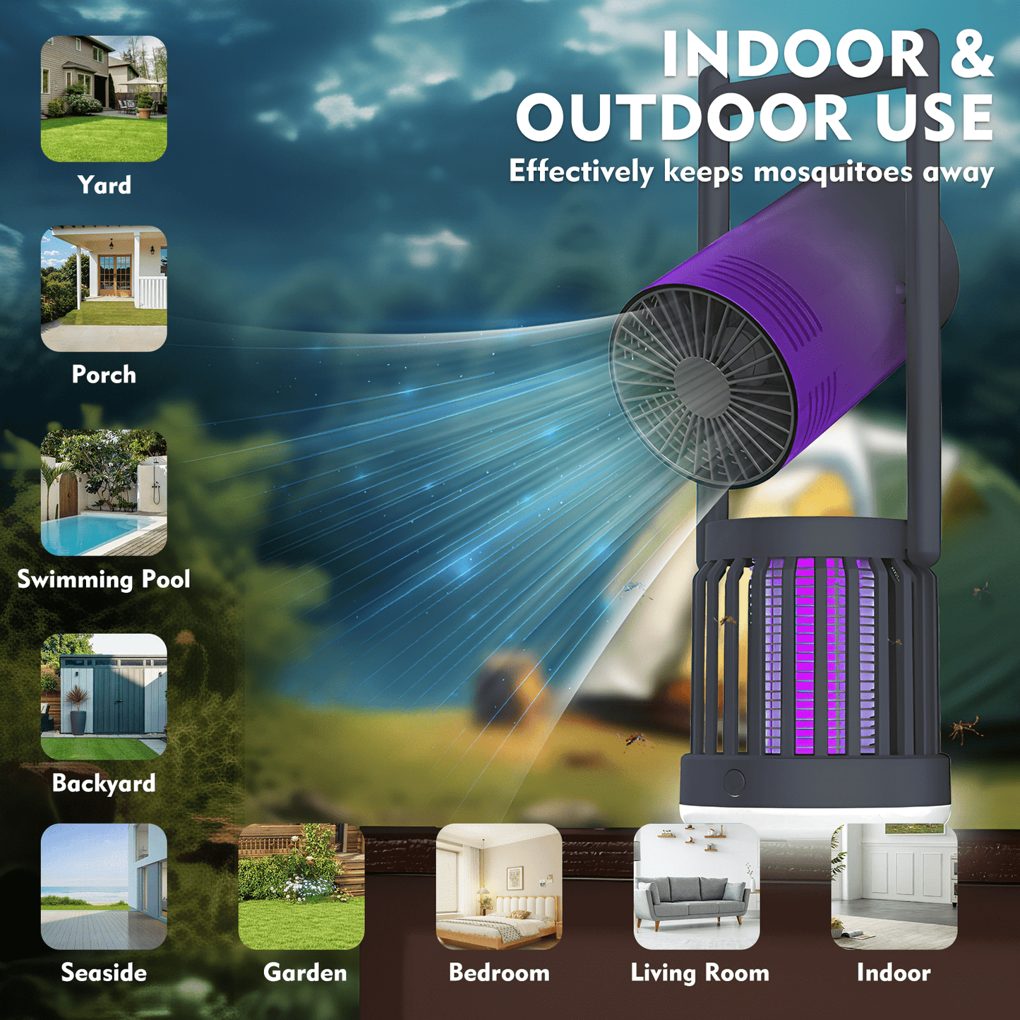 3 in 1 Bug Zapper and Mosquito Trap Featuring LED Light and Fan Great for Camping and Garden Insect Repellent (No ratings yet)