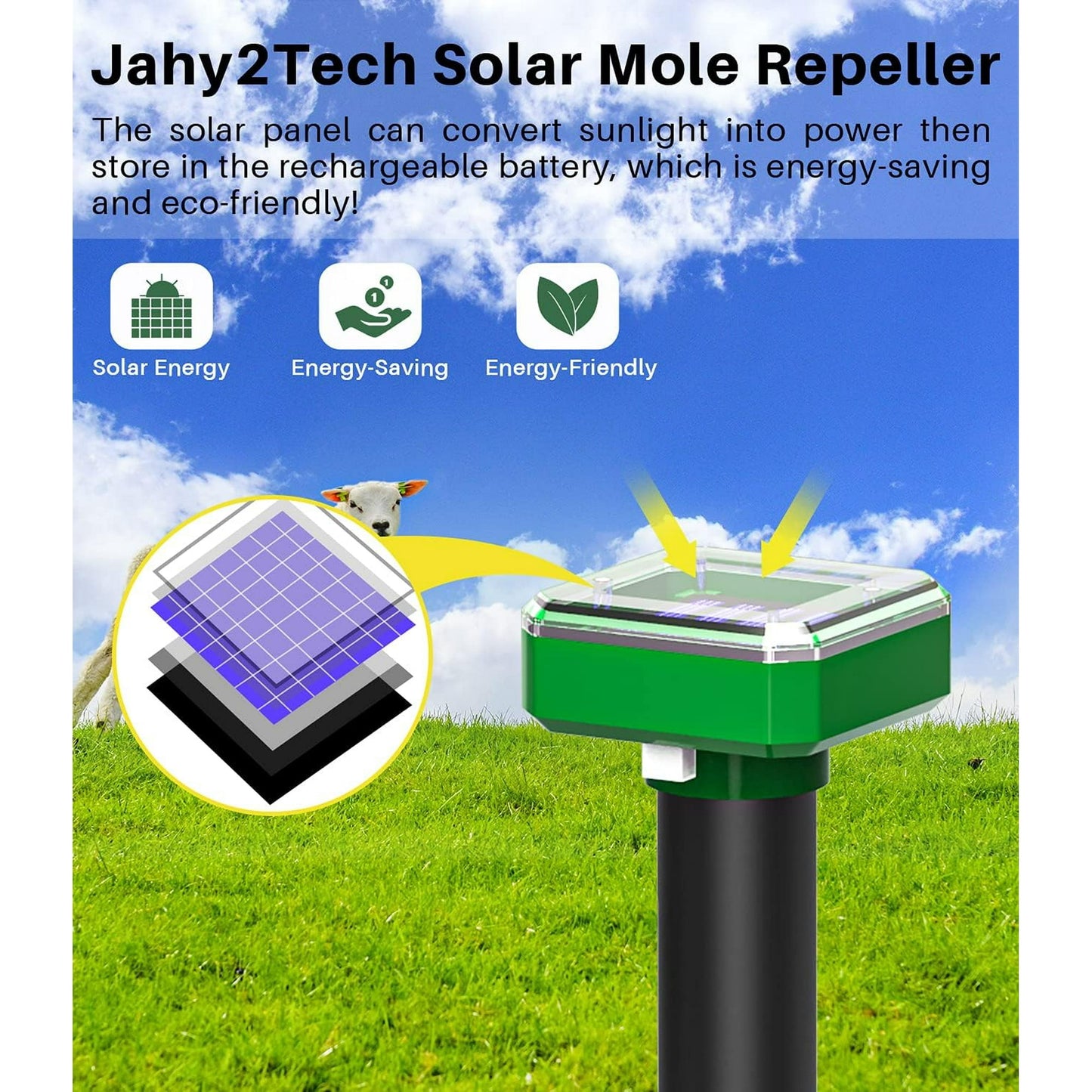 8Pcs Solar Powered Sound Wave Sonic Repeller Outdoor Garden Yard Farm Mouse Gopher Rat Vole Mole Scarer Snake Rodent Pest Reject Repellent Expeller