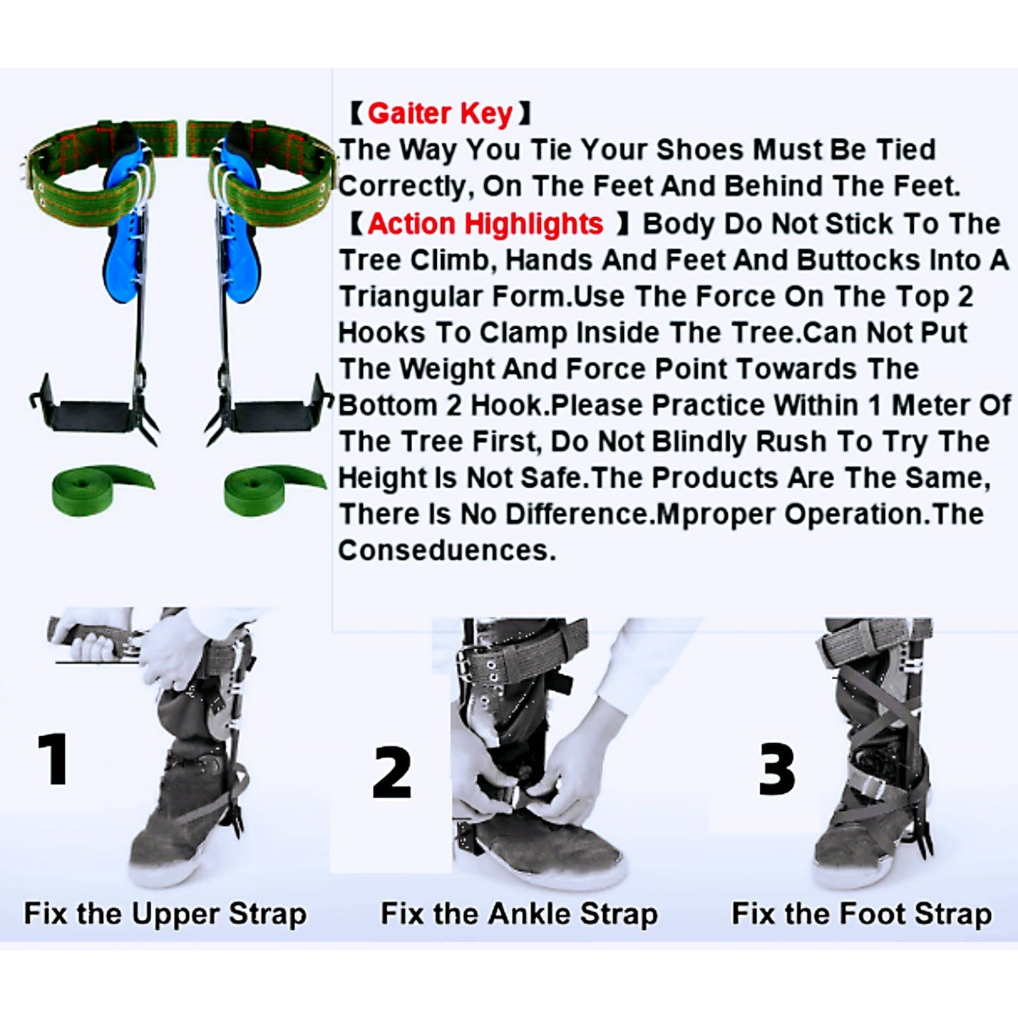 JahyShow Tree Climbing Tool with Stainless Steel Claws Outdoor Exercise Lightweight Jungle Survival Equipment