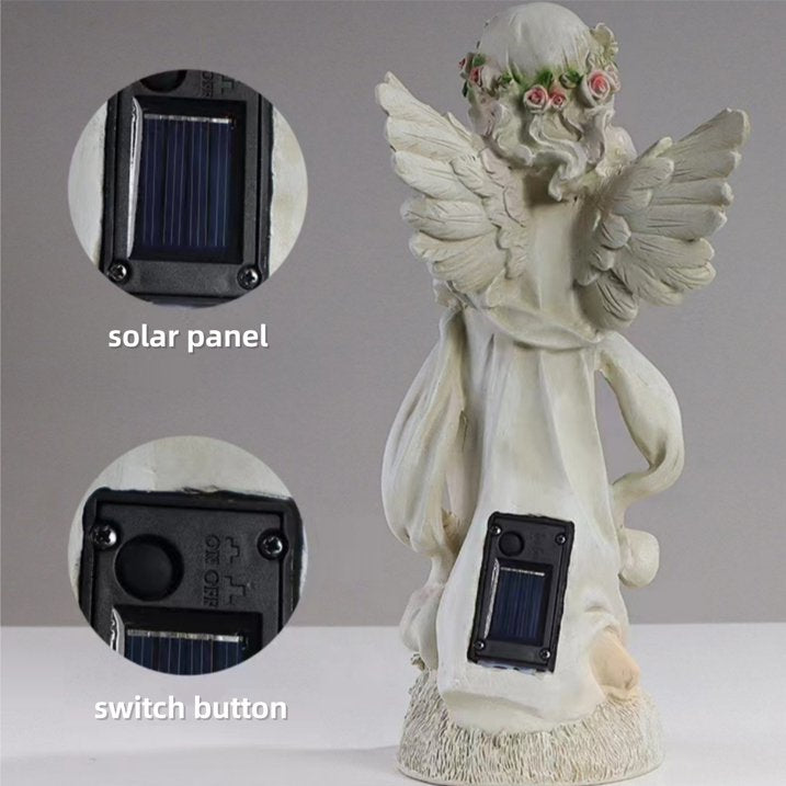 Solar Angel Garden Statue, Outdoor Patio Garden Sculptures & Statues Solar Yard Decorations Lawn Ornaments Figurines for Outside