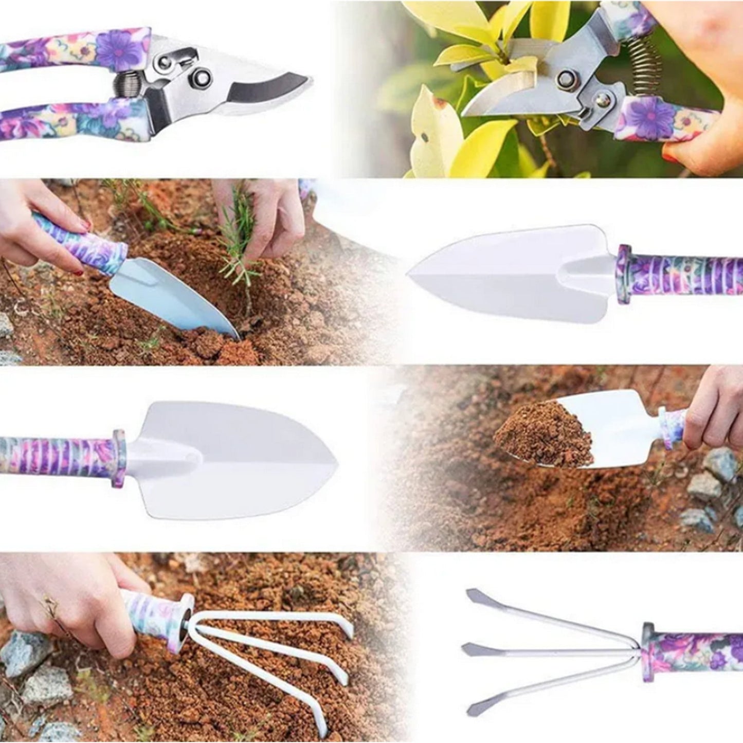 Garden Tools Set, 10 Piece Heavy Duty Gardening Tool Set for Digging Planting Pruning Gardening Kit for Women Men