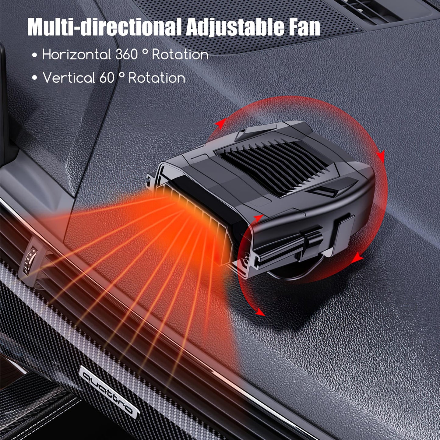 Auto Car Heater Fan Plug in Defogger & Defroster 12V 150W 360 Degree Rotation Portable Car Electric Fast Heating Cooling Fan Car Windshield