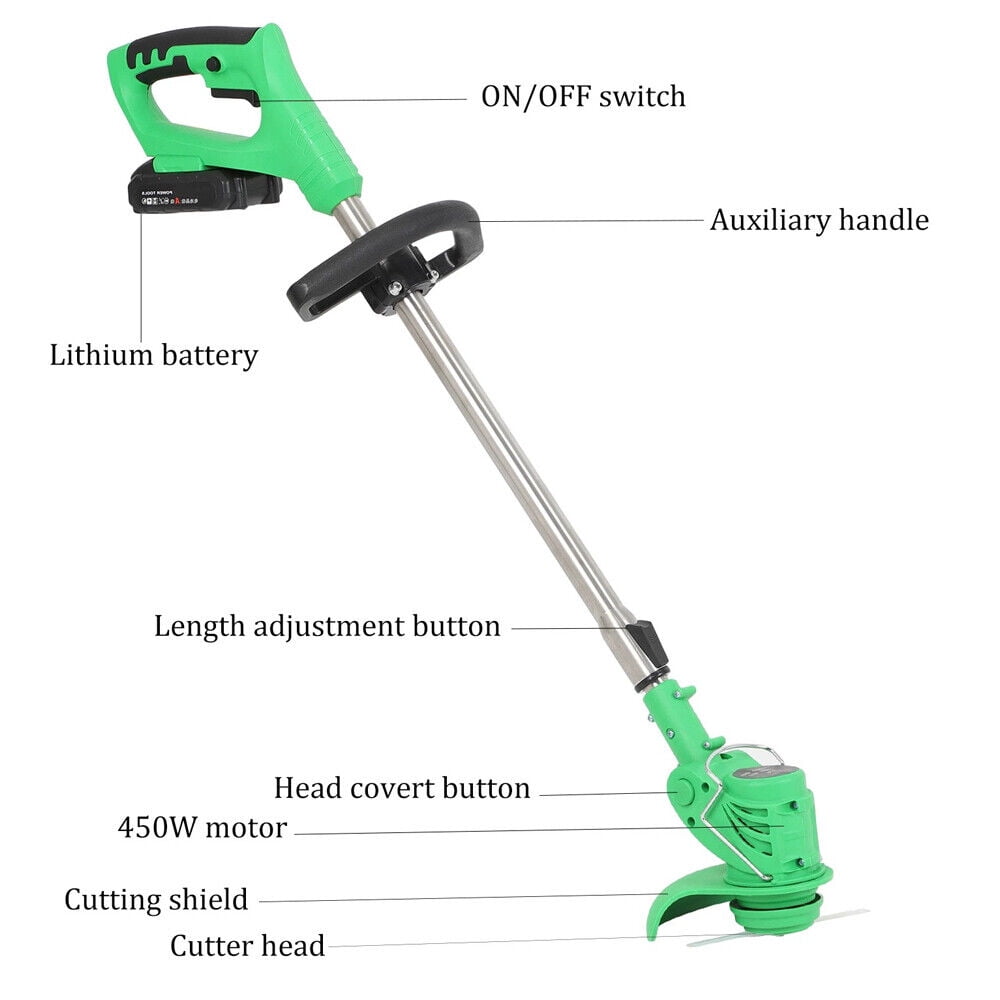 Electric Grass String Trimmer Cordless Weed Eaters Lawn Edger Weed Wacker Cutter with 2 Battery