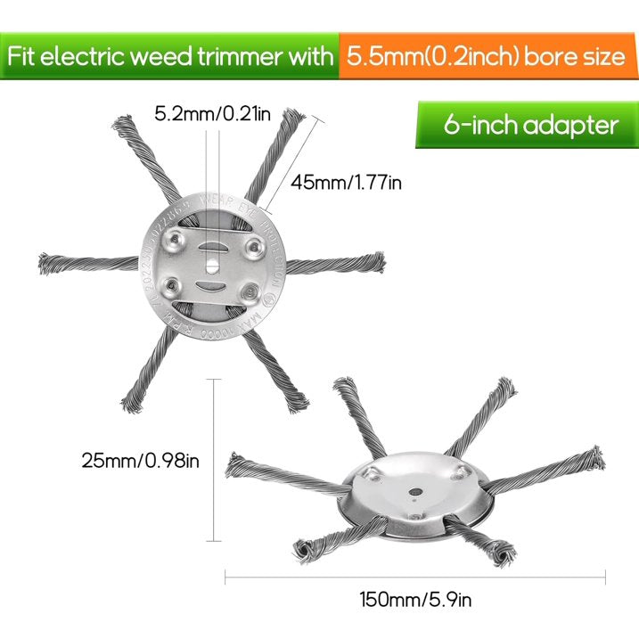 Steel Wire Grass Trimmer Head, 3Pack String Trimmer Replacement Head, Fits 6 inch Electric Weed Trimmer with 5mm(0.2inch) Bore Size