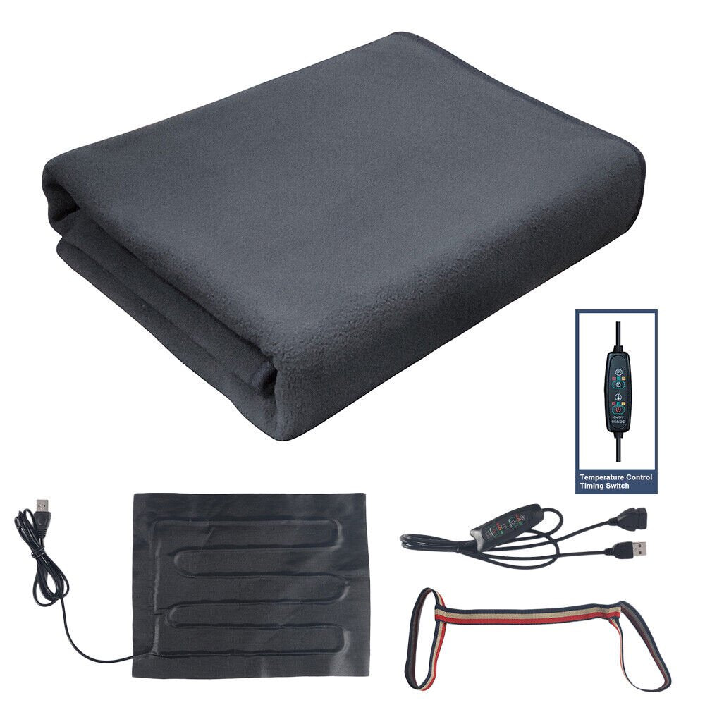 USB Electric Blanket Heated 3 Heat Settings Machine Washable Portable For Cozy Nights and Restful Sleep 32"x 59"(Black)