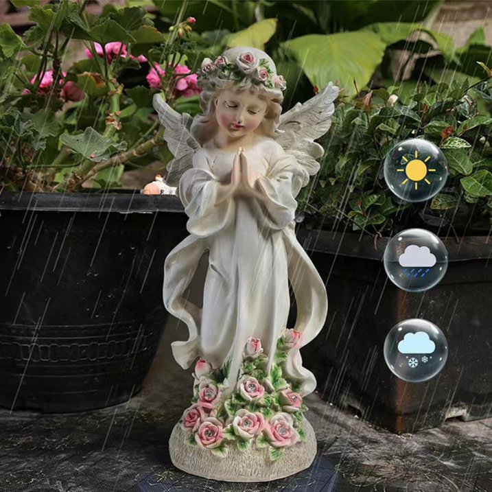 Solar Angel Garden Statue, Outdoor Patio Garden Sculptures & Statues Solar Yard Decorations Lawn Ornaments Figurines for Outside