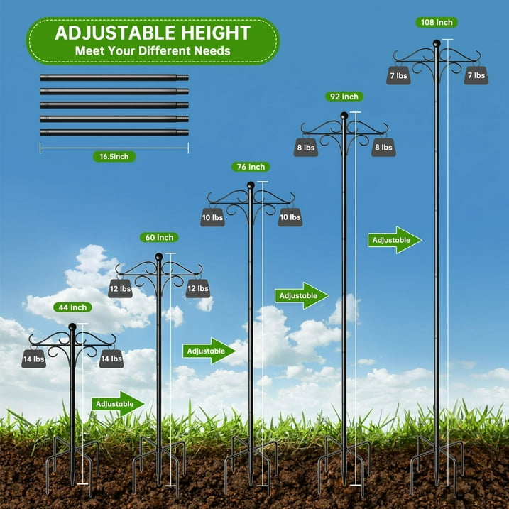 108-Inch Heavy Duty Iron Garden Shepherds Hooks 1PC