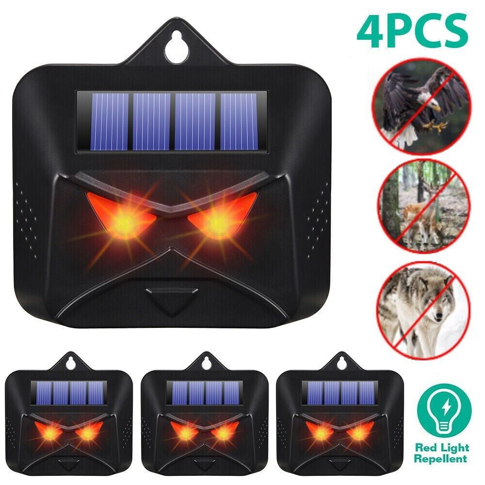 4 X Solar Predator Guard Light Red Led Deterrent Light Night Animal Repeller