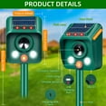 2Pack Solar Animal Repeller Outdoor with Motion Sensor Flashing Light Waterproof Ultrasonic Pest Control Device
