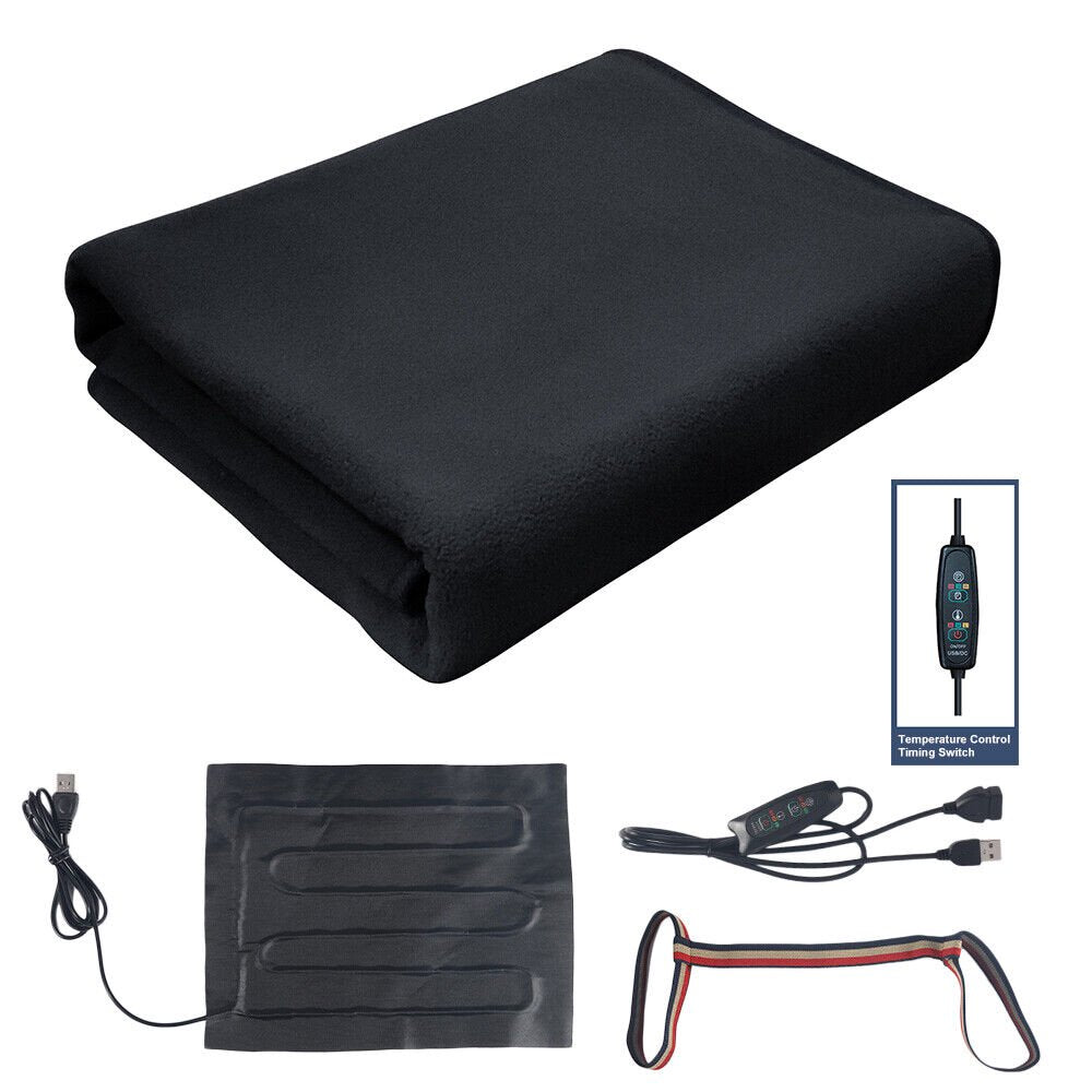 USB Electric Blanket Heated 3 Heat Settings Machine Washable Portable For Cozy Nights and Restful Sleep 32"x 59"(Black)