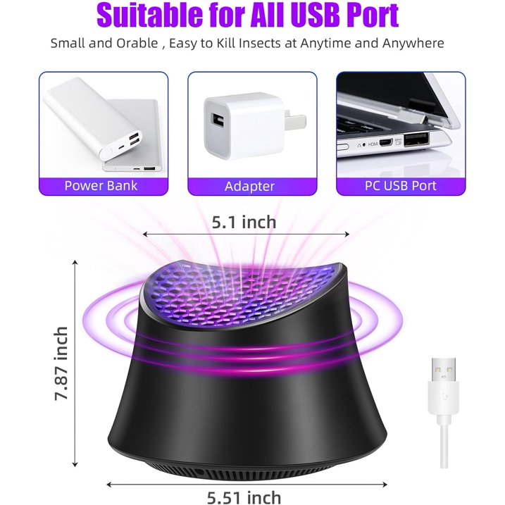 Jinyi Bug Zapper Indoor Powerful Insect Killer 1-Door Mosquito&Fly Bait and Trap Killer, USB