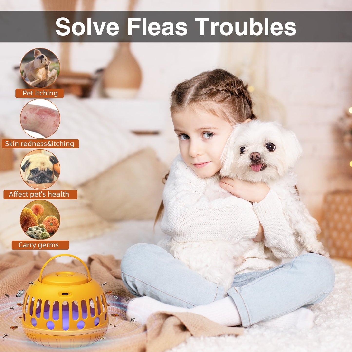 Flea Trap 2-Pack Includes 4 Sticky Discs Electric Wires Safe for Pets Indoor Use