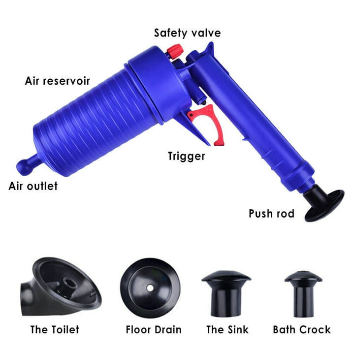 JahyShow Toilet unclogging Plunger tool, Drain Unblocker,Sink plunger, Powerful Manual Pneumatic Dredge Equipment，High Pressure Air Drain Cleaner Pump, Applied to Kitchen, Bathroom, Clogged Pipe