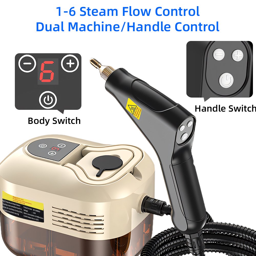 Steam Cleaner, Handheld High-Pressure Steamer with Handle Adjustment Smart Detachable for Home Use