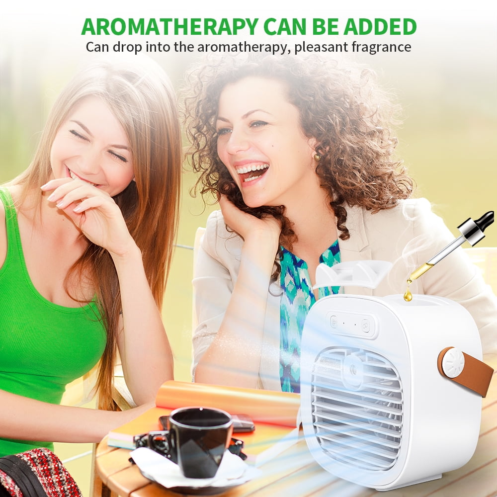 Portable Air Conditioners, 4000mAh Rechargeable Mini Air Conditioner Personal Air Cooler with 3 Speeds, Small Desk Air Conditioner for Bedroom, Office, Outdoor(White)