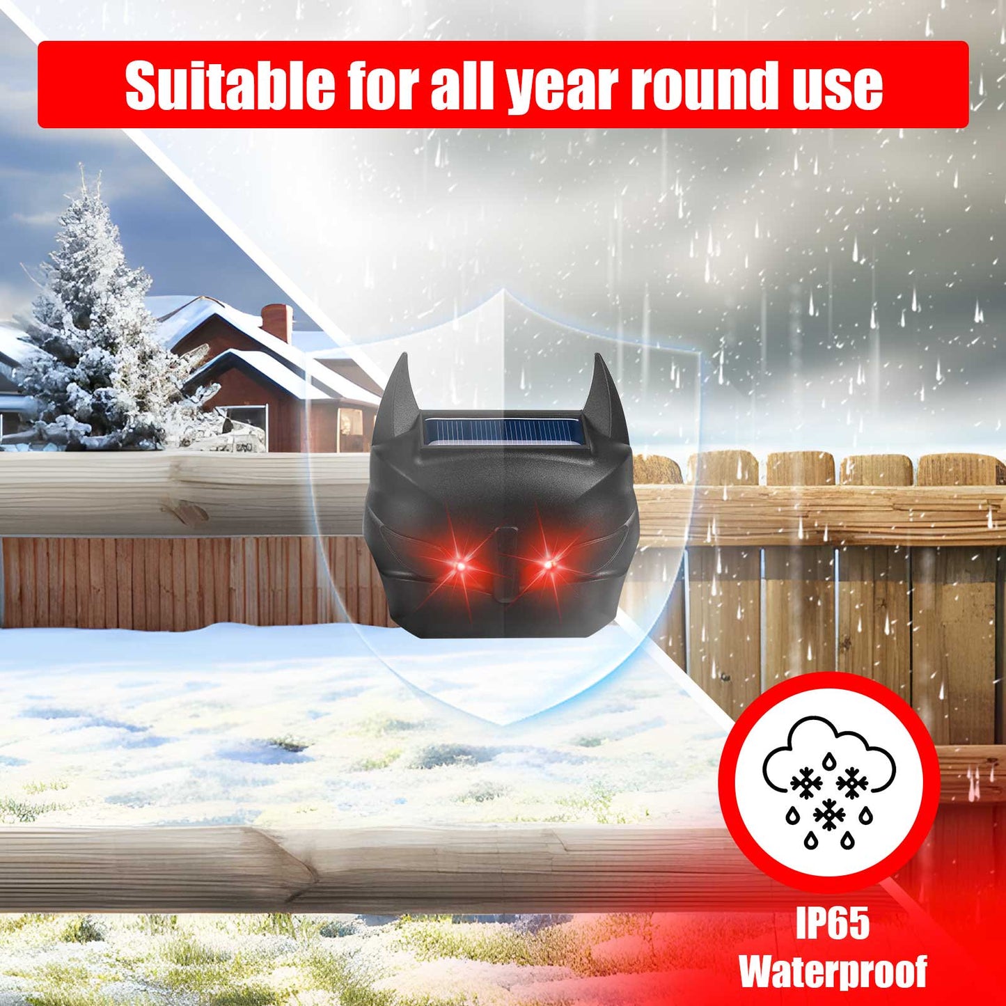 Solar Animal Repellent Outdoor Bright Red Light 2024 Upgraded Predator Lights for Chicken Coop Humane Deterrence - 4 Pack