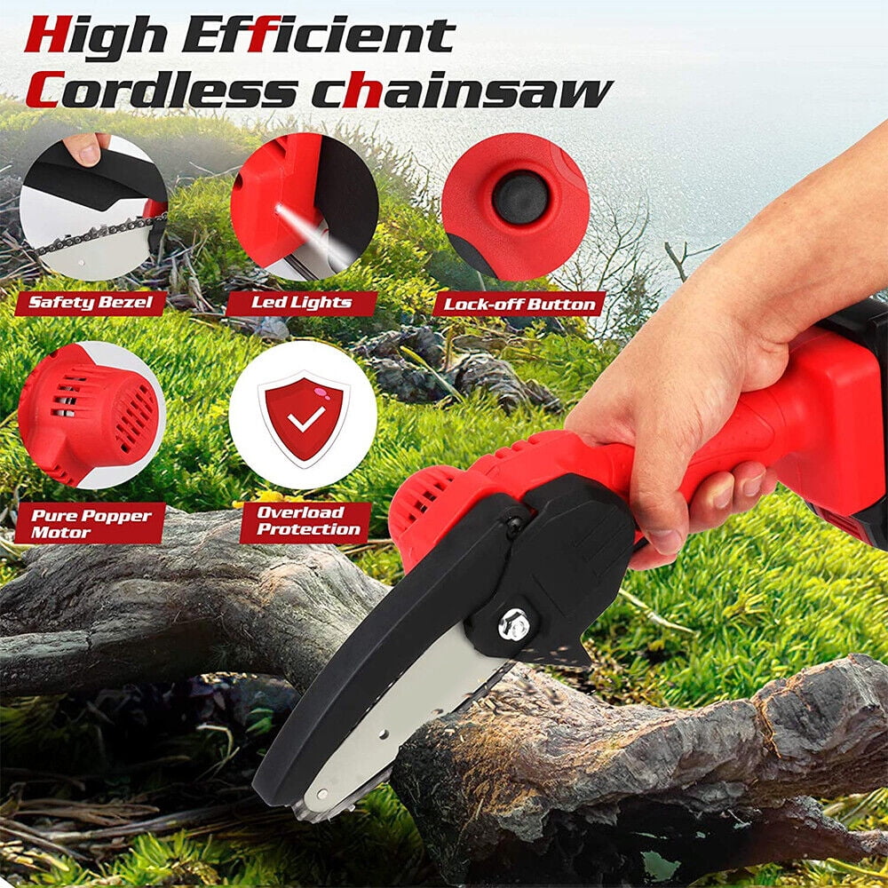 Mini Chainsaw Cordless 4Inch 6Inch Electric Chain Saw 24V 550W Battery Power