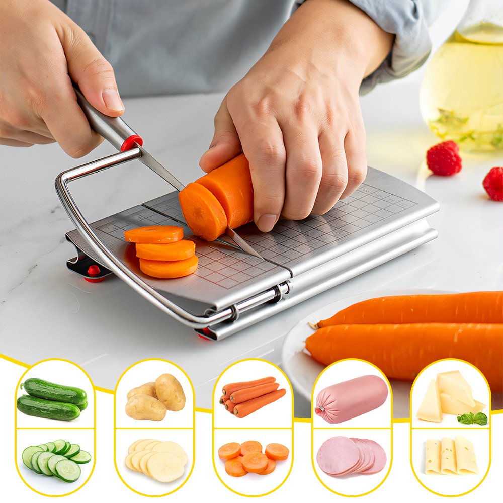 JahyShow Multipurpose Stainless Steel Cheese Slicer and Cutter Block Cheese, Butter, Sausages Kitchen Gadget Board