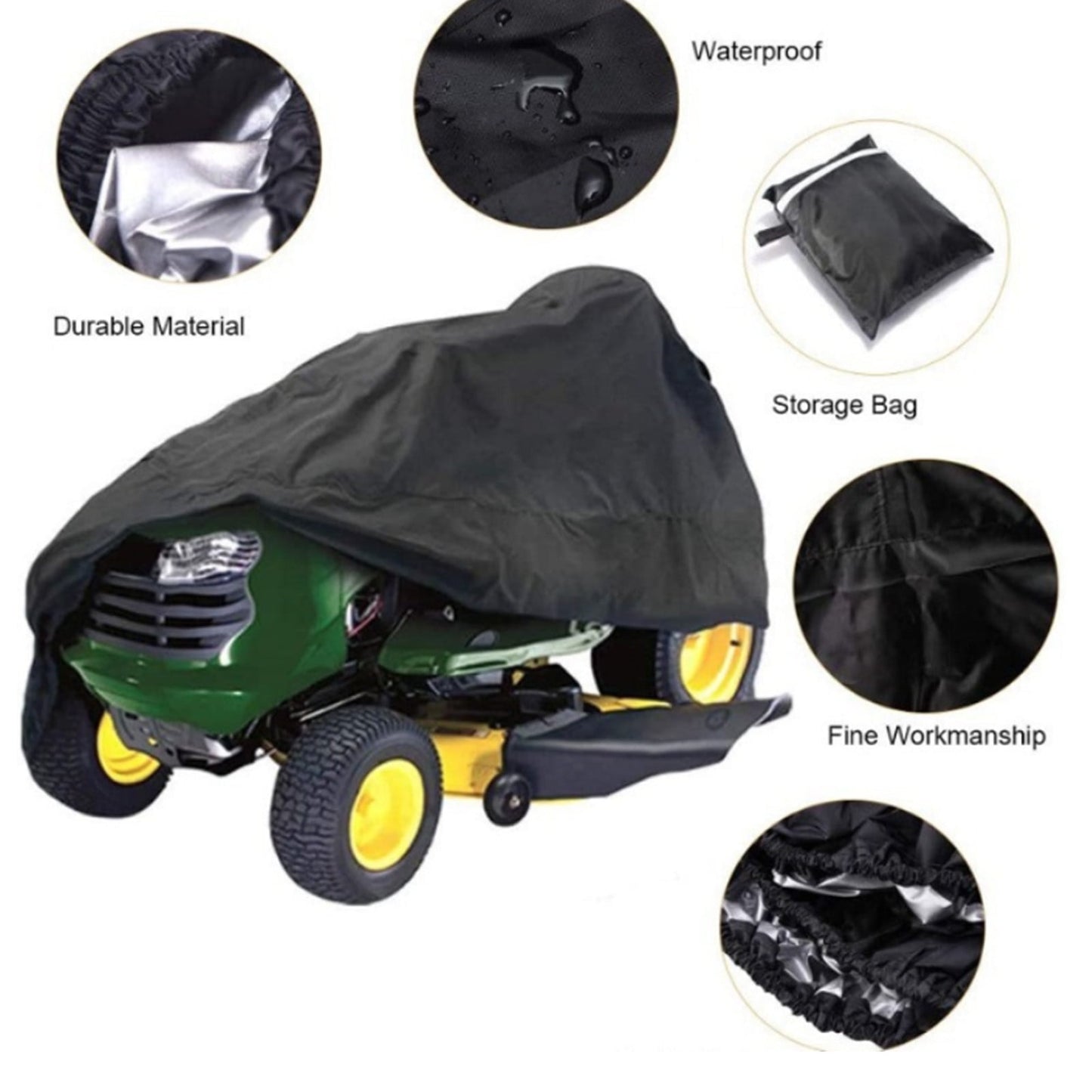 Riding Lawn Mower Cover, Tractor Cover Waterproof Up to 54'' Decks Riding Lawn Tractor Cover Polyester Oxford