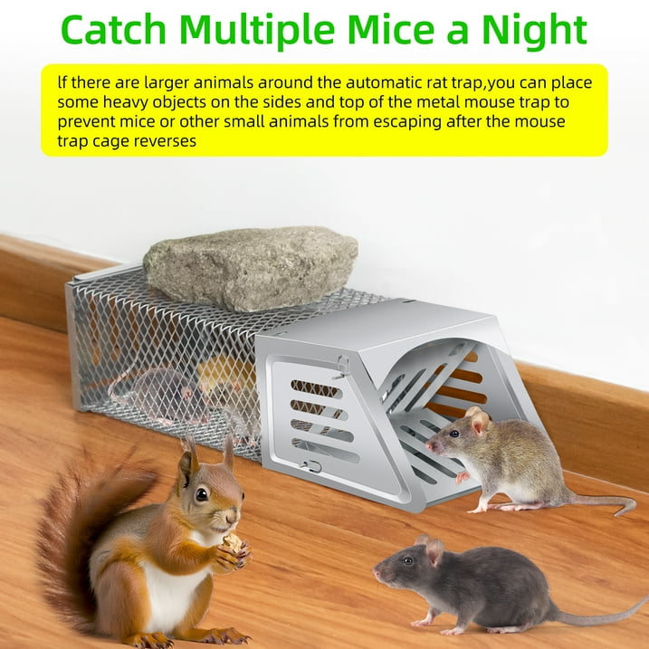 Jinyi Human Mouse Trap, Caged Mice Catcher Indoor & Outdoor Use No Harm Automatic Rodent Removal