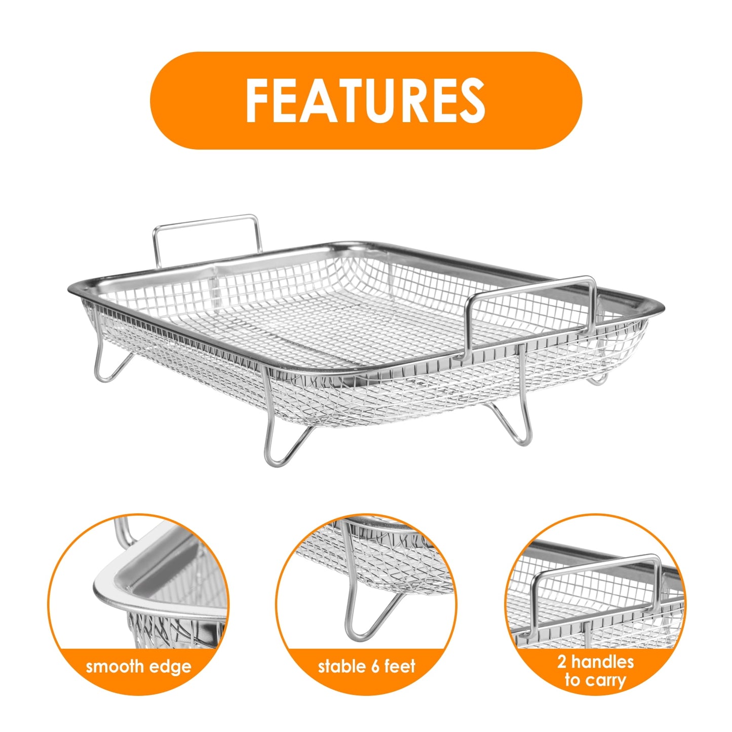 JahyShow Air Fryer Basket 2-Piece Non-Stick Stainless Steel Deep Fryer Accessories