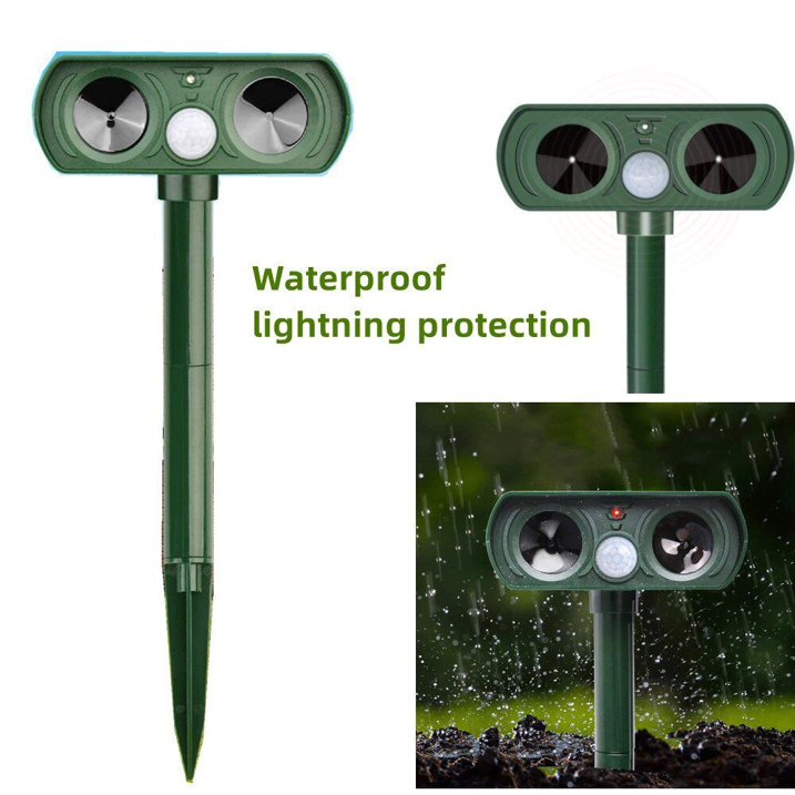 4 Pack Ultrasonic Deer Repellent Solar Animal Repeller Outdoor Waterproof with Motion Sensor Red Light Deterrent for Raccoon Rabbit Coyote Squirrel Deer Cat Dog Skunk Fox Etc