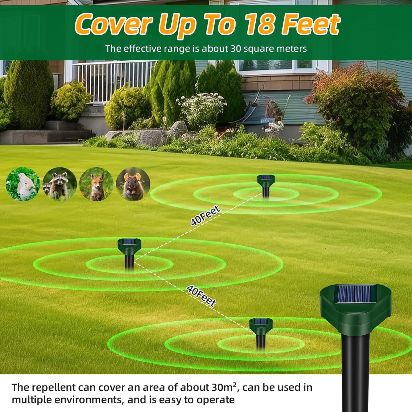 4 Pack Solar Mole Repellent Stakes - Get Rid of Moles, Groundhogs, Chipmunks