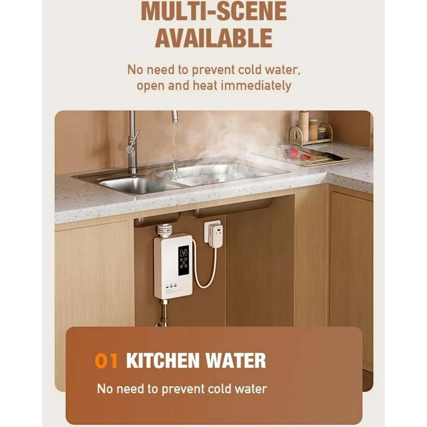 JahyShow Instant Hot Tankless Water Heater Electric Boiler for Shower Bathroom 110V 3400W