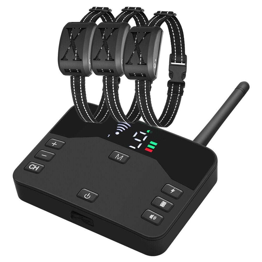 Wireless Dog Fence, Wireless Boundary Containment System, Electric Dog Fence & Remote Training Collar, Adjustable Vibration & Shock, Suitable Large and Medium Dogs-3 Dogs