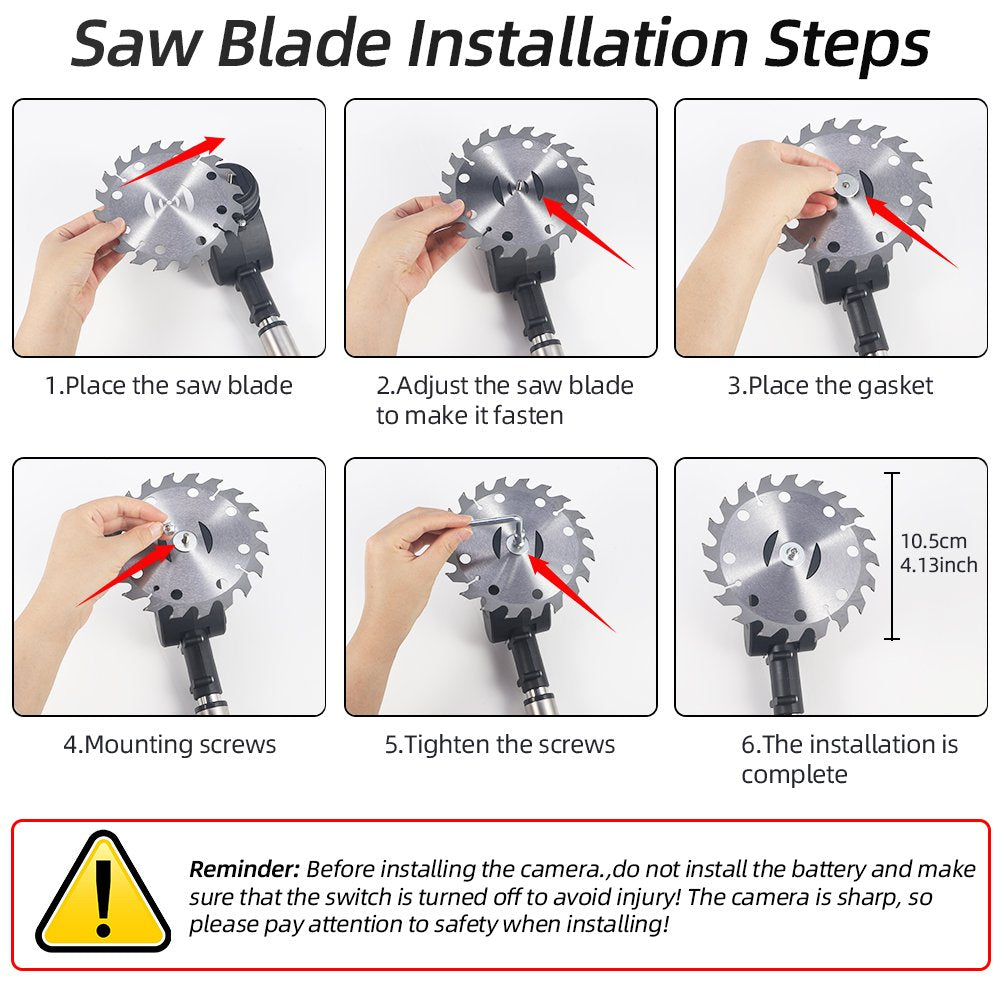 Weed Eater Blades, Premium Stainless Steel Trimmer Head Universal Adapter Kit S-Blades & Tip Carbide Tipped Blades Weed Eater Cutter