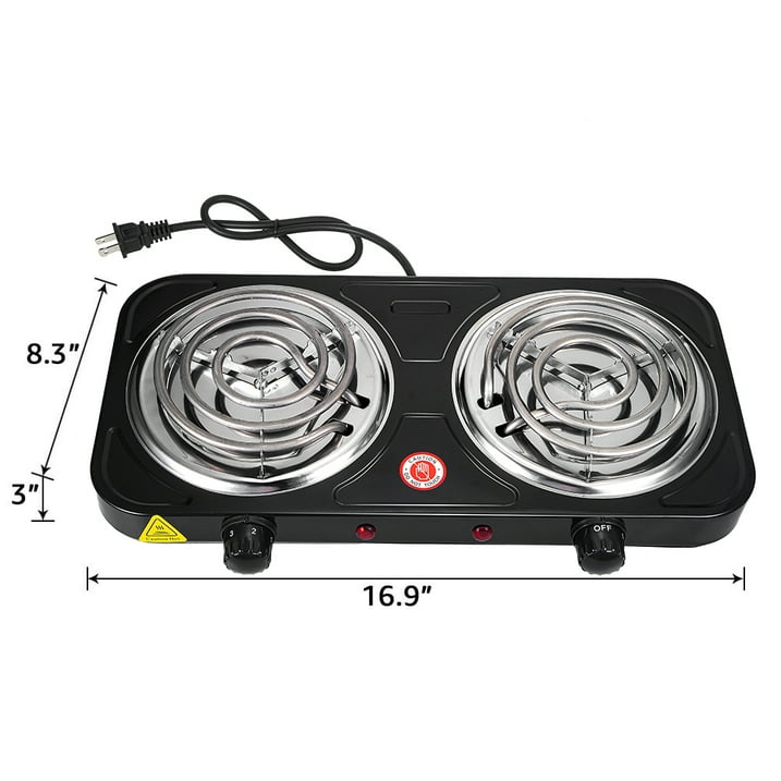 Electric Camping Double Burner Hot Plate 2000W 110V Portable Heating Cooking Stove